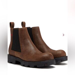 NEW Diesel D Hammer mens chelsea boots brown lug sole leather pull on Sz 8.5